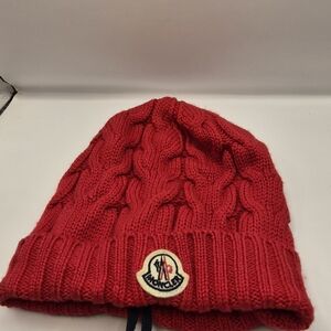 Moncler Kids Red Knit Beanie